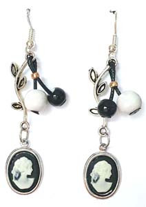 Leafy Cameo Earrings with beads destash.au 